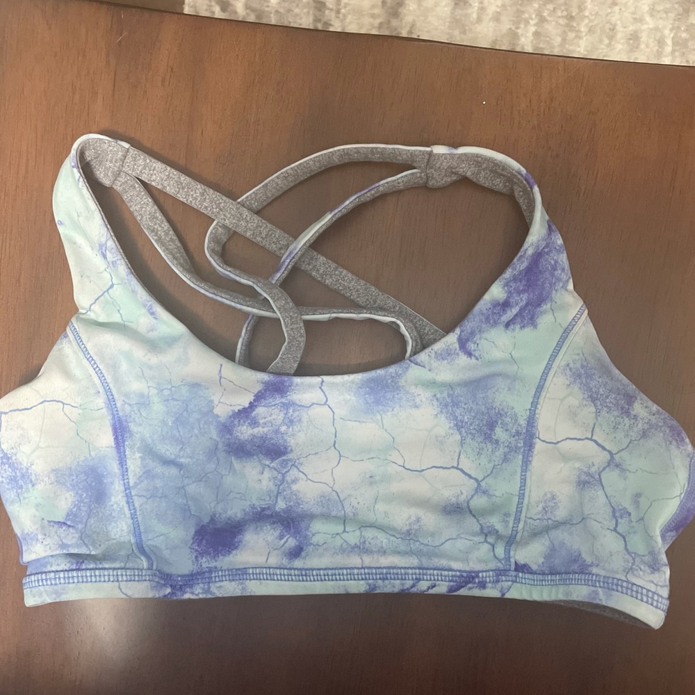 Reversible grey and blue/purple lightening Ivivva training bra